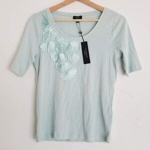 NEW Talbots Floral Accent Cotton Blend Top Medium